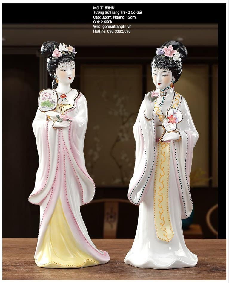 TƯỢNG SỨ TRANG TRÍ – 2 CÔ GÁI